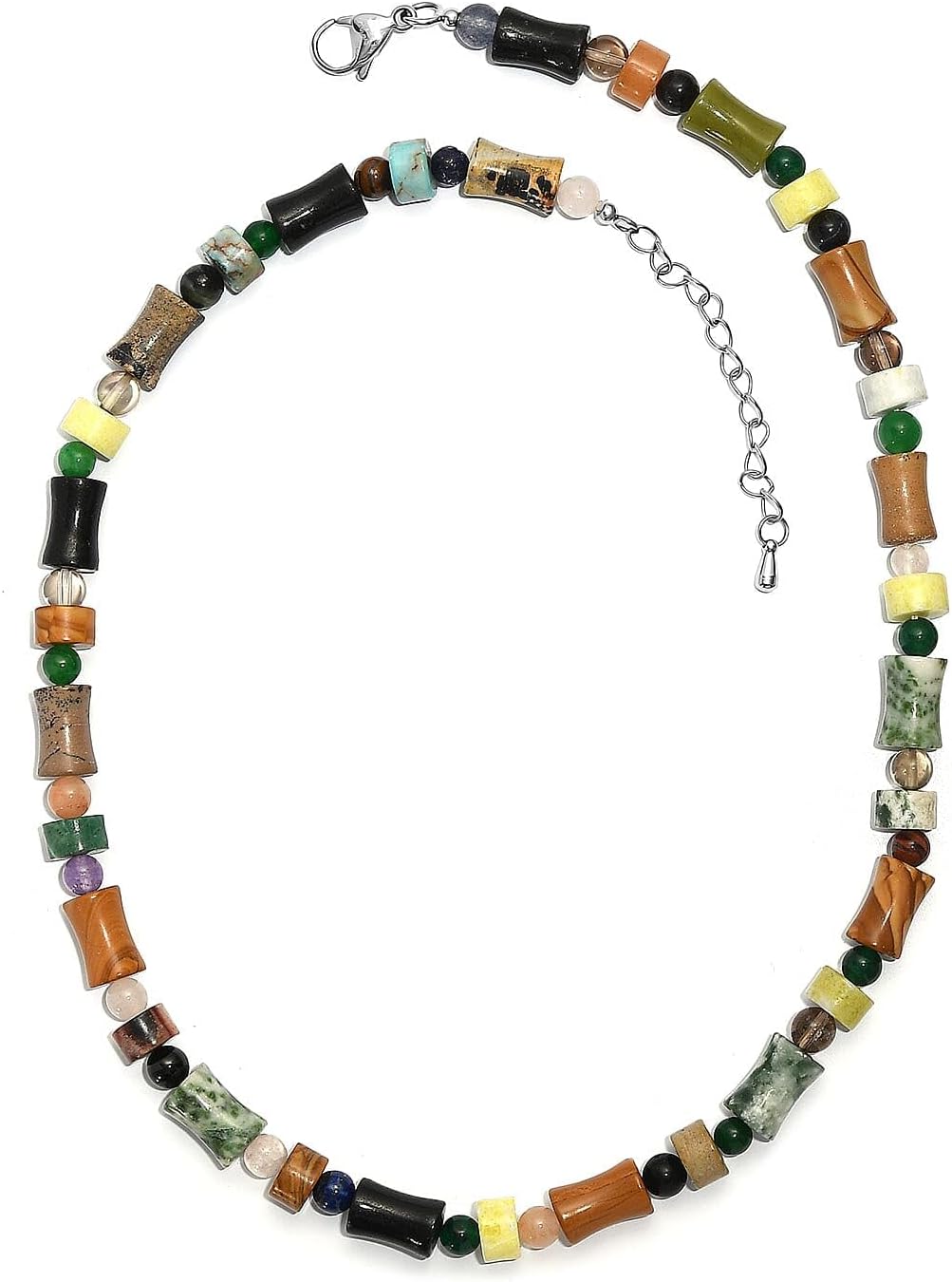 Multi Jasper Multi Gemstone Necklace in Steel 190.11 ctw 18 Inches