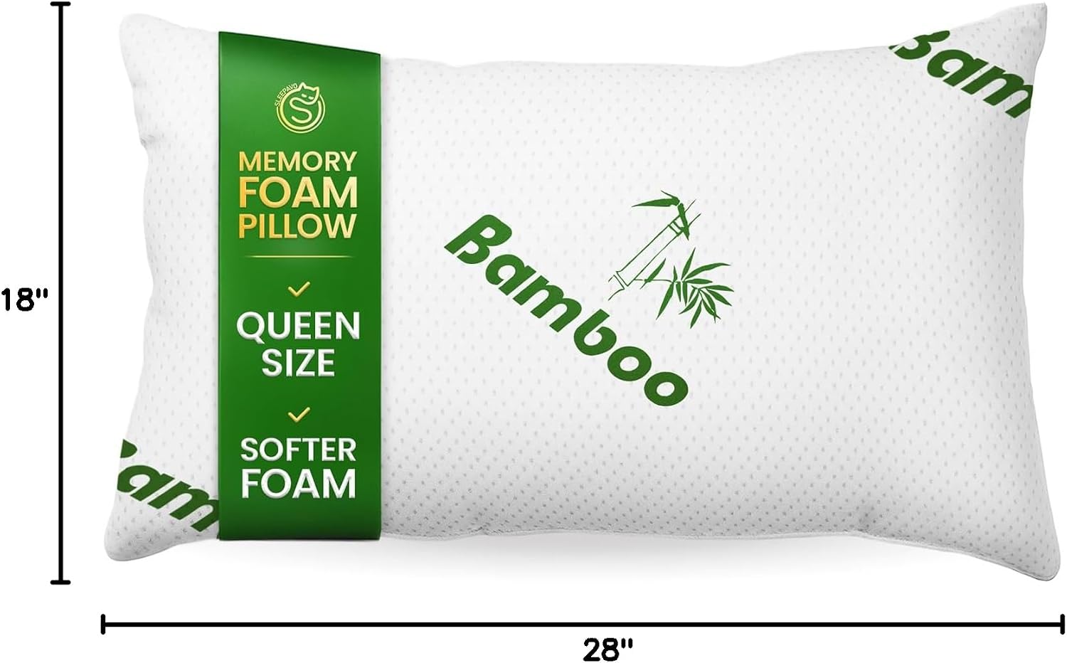 Memory Foam Pillows Queen Size Set of 2 - Cooling Bed Pillows for Sleeping - Back, Stomach, Side Sleeper Firm, Comfy Cool Shredded - 2 Pack, Rayon Derived from Bamboo