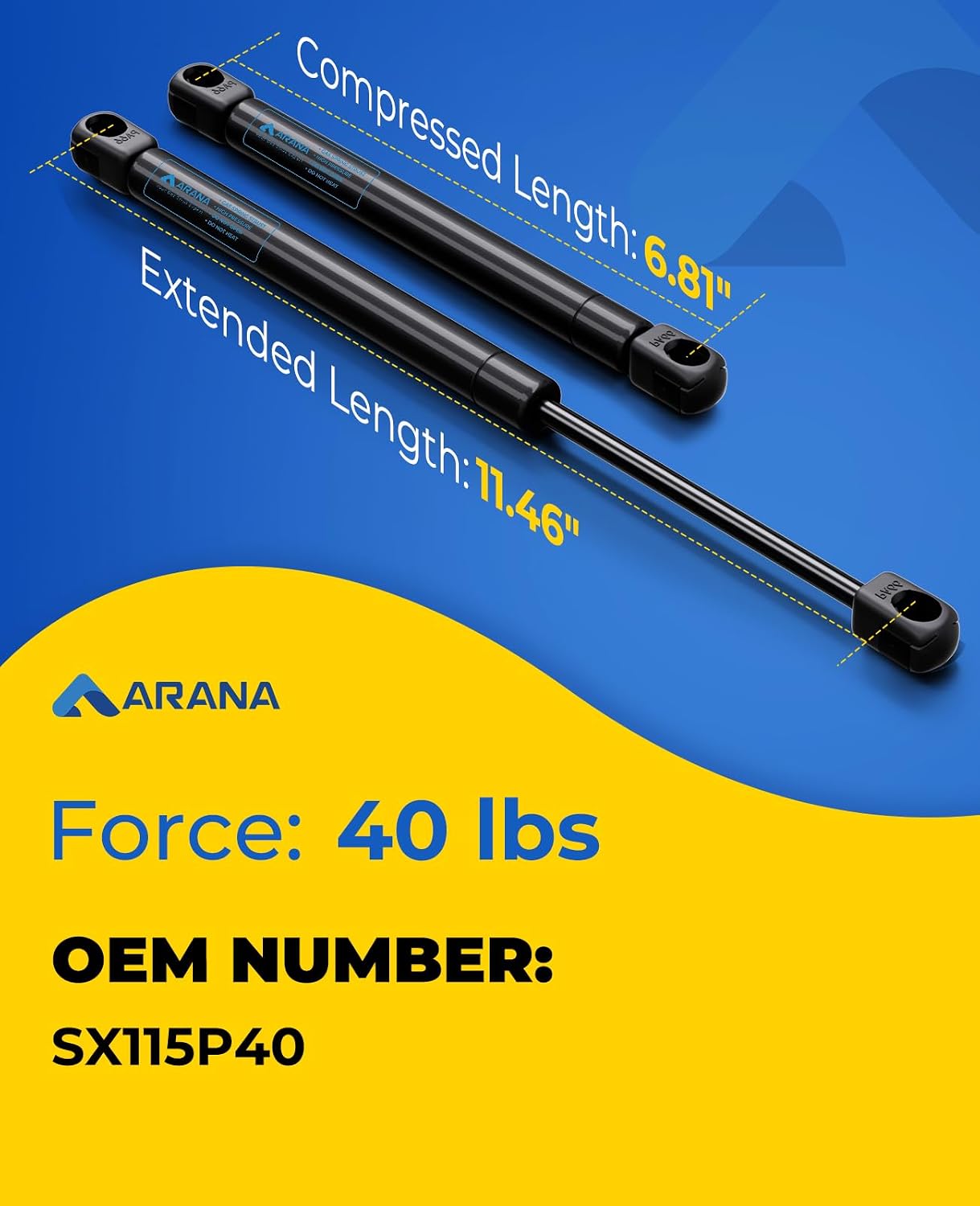 ARANA C16-11028 12 inch 40lb Gas Struts for Weatherguard Tool Box, 2PCS