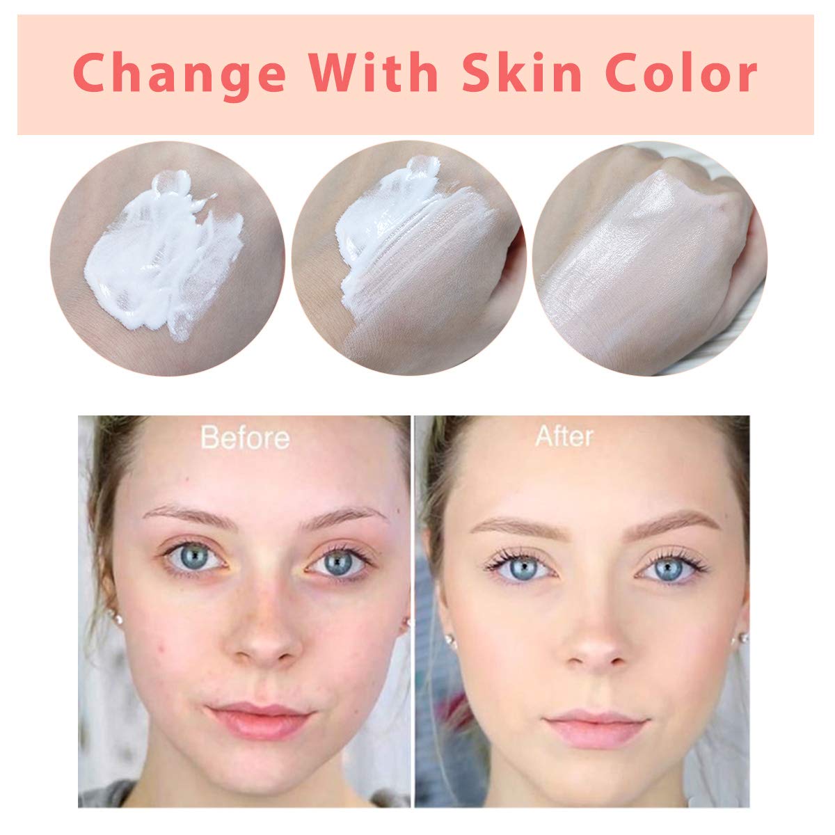 TLM Colour Changing Liquid Foundation Hides Wrinkles & Lines, BB Cream Makeup Base Concealer Cover Moisturizing Fluid for all Skin Tone SPF15
