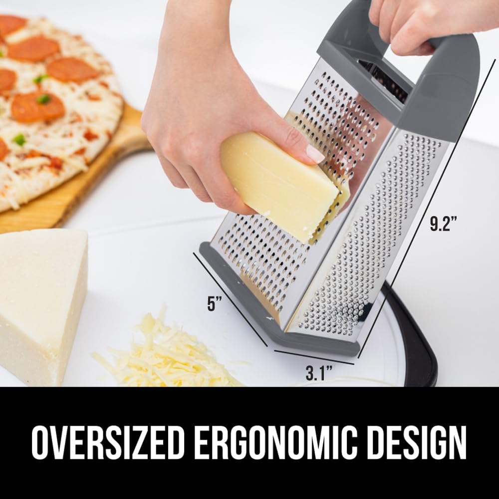 GORILLA GRIP® XL 4-Sided Stainless Steel BPA-Free Cheese Grater, Black
