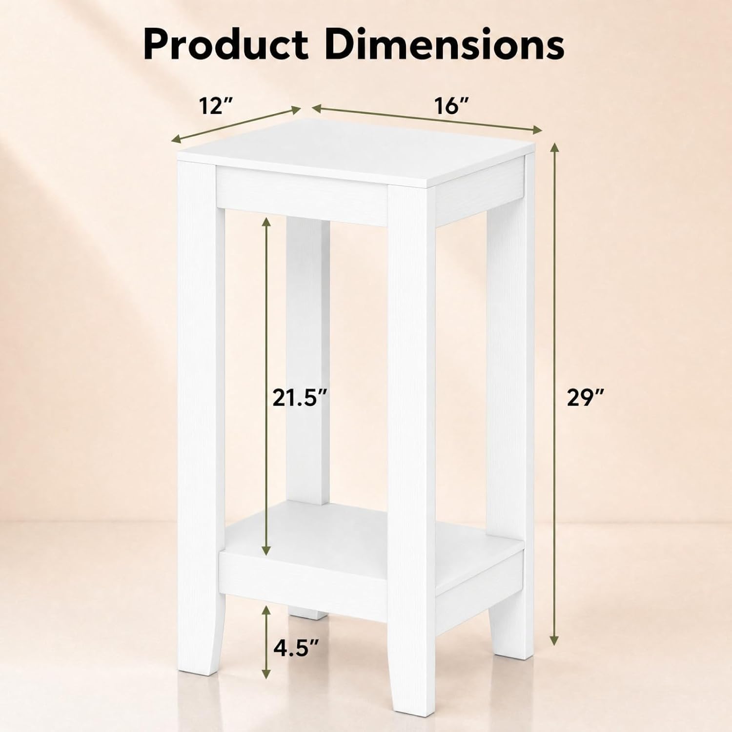 Giantex 2-Tier End Table Nightstand, Bedside Sofa Table for Living Room Bedroom, Narrow Telephone Table with Shelf and Legs for Small Spaces, Espresso