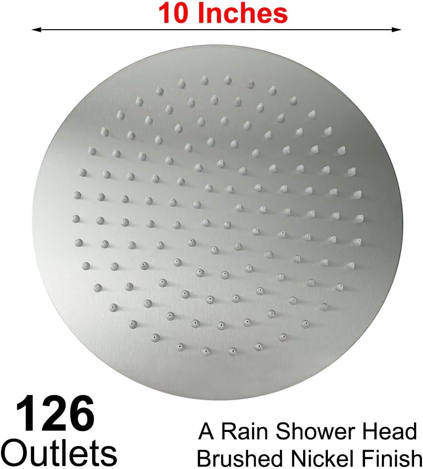 NearMoon Rain Shower Head, Ultra-Thin Design-Pressure Boosting, Awesome Some Experience, High Flow Stainless Steel Rainfall Head (10 Inch