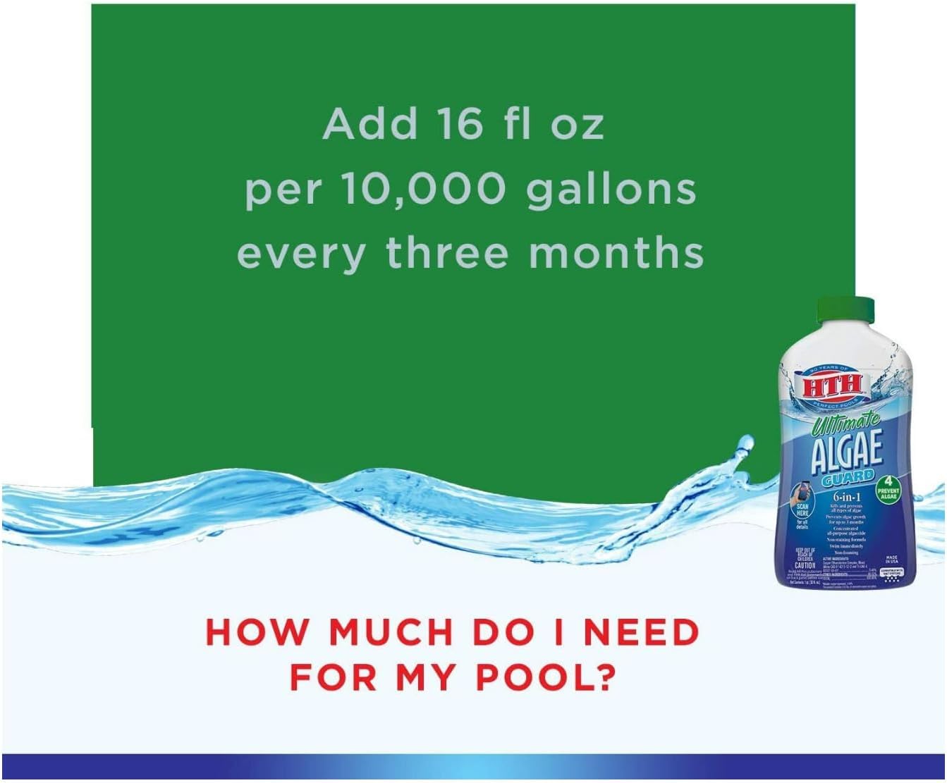 HTH 67033 Ultimate Algae Guard Swimming Pool Algaecide Cleanser, 1 qt