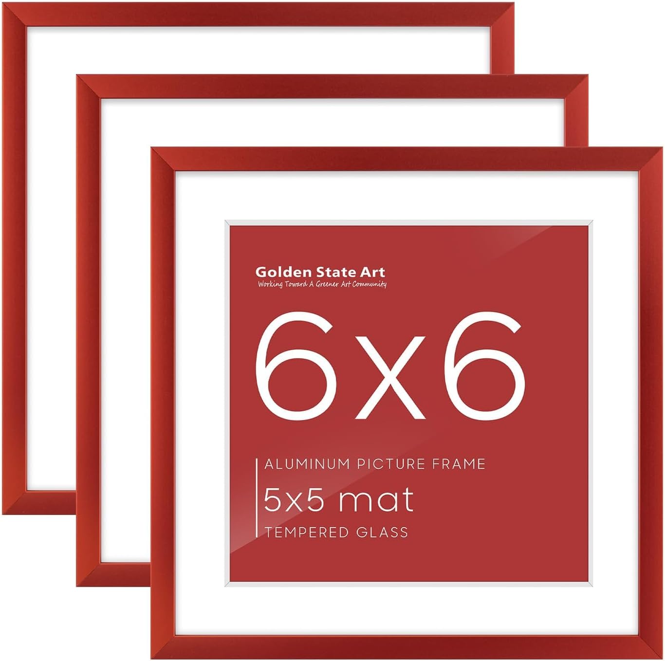 Golden State Art 3 Pack 12x12 Black Aluminum Frames, Real Glass Fronts