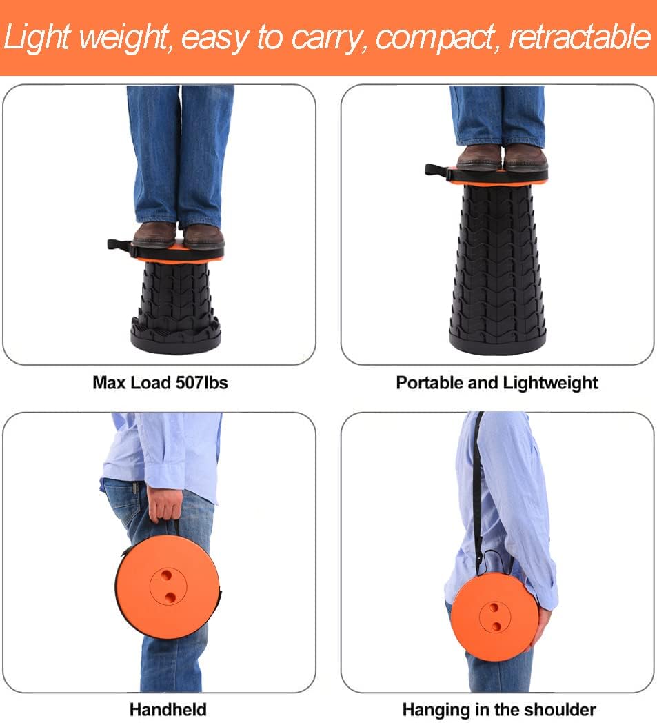 Fishboy Collapsible Stool for Adults, Portable Folding Camping Seat, 400lbs