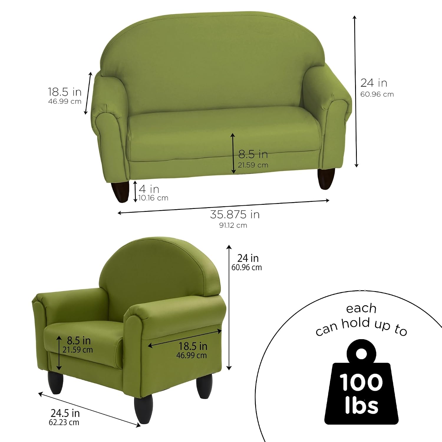 Children's Factory Upholstered Toddler Couch, Sofa, Deep Water