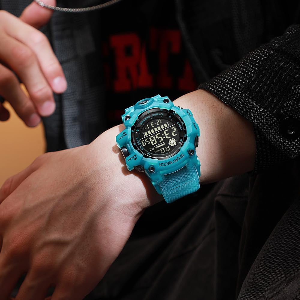 FANMIS Men's Digital Sport Watch Military LED Alarm Waterproof Quartz Watch | Tactical Outdoor Sport Watch Multi Function Led Display Alarm Stopwatch Date Quartz Rugged Style Daily Water Resistance