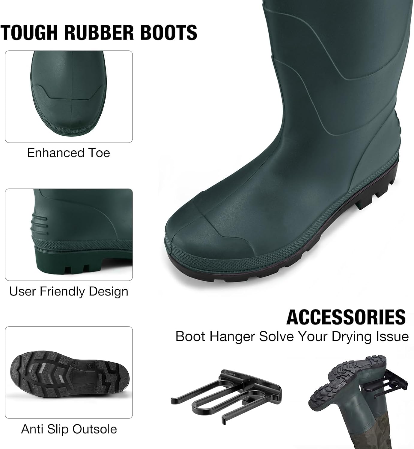 Waders for Men Waterproof Women Fishing Chest Wader with Boots | 2-Ply Nylon/PVC, for hunting & fishing, with boot hanger