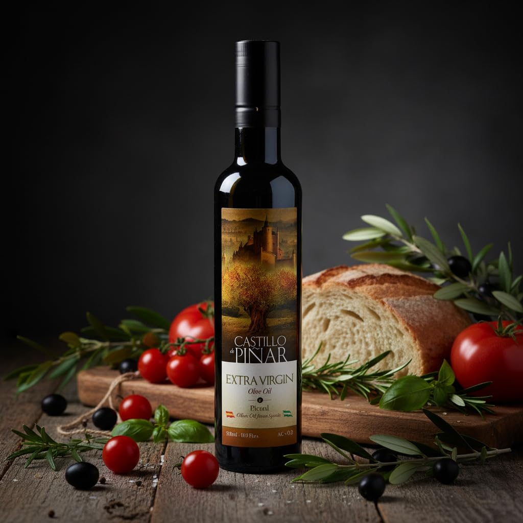 Castillo de Pinar First Cold Pressed Extra Virgin Olive Oil Picual Single-Variety 500ml Less Than 02% Acidity, Gluten Free Non GMO
