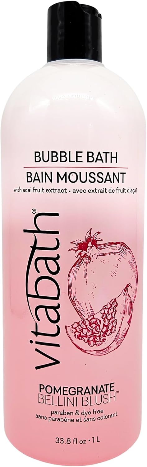 Vitabath Pomegranate Bellini Blush Bubble Bath Rich Foaming Bubbly Soak & Relaxing Aromatherapy Moisturizing & Nourishing Indulgent Suds for Women &