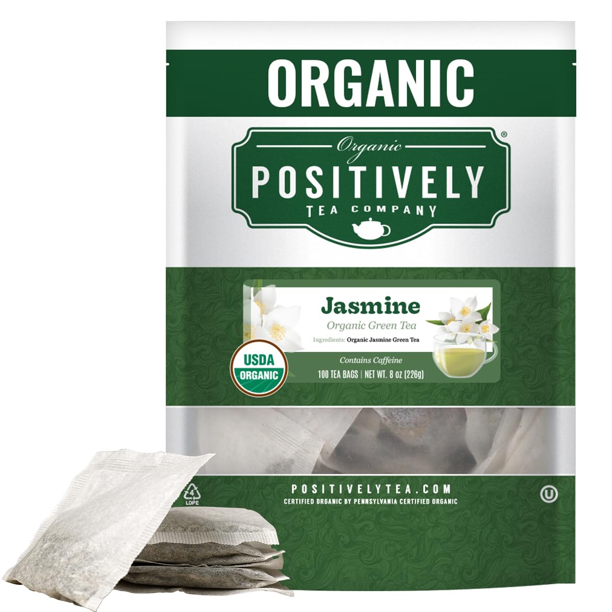 Organic Positively Tea Company, Pinhead Gunpowder Green Tea, Loose Leaf, 16 Ounce