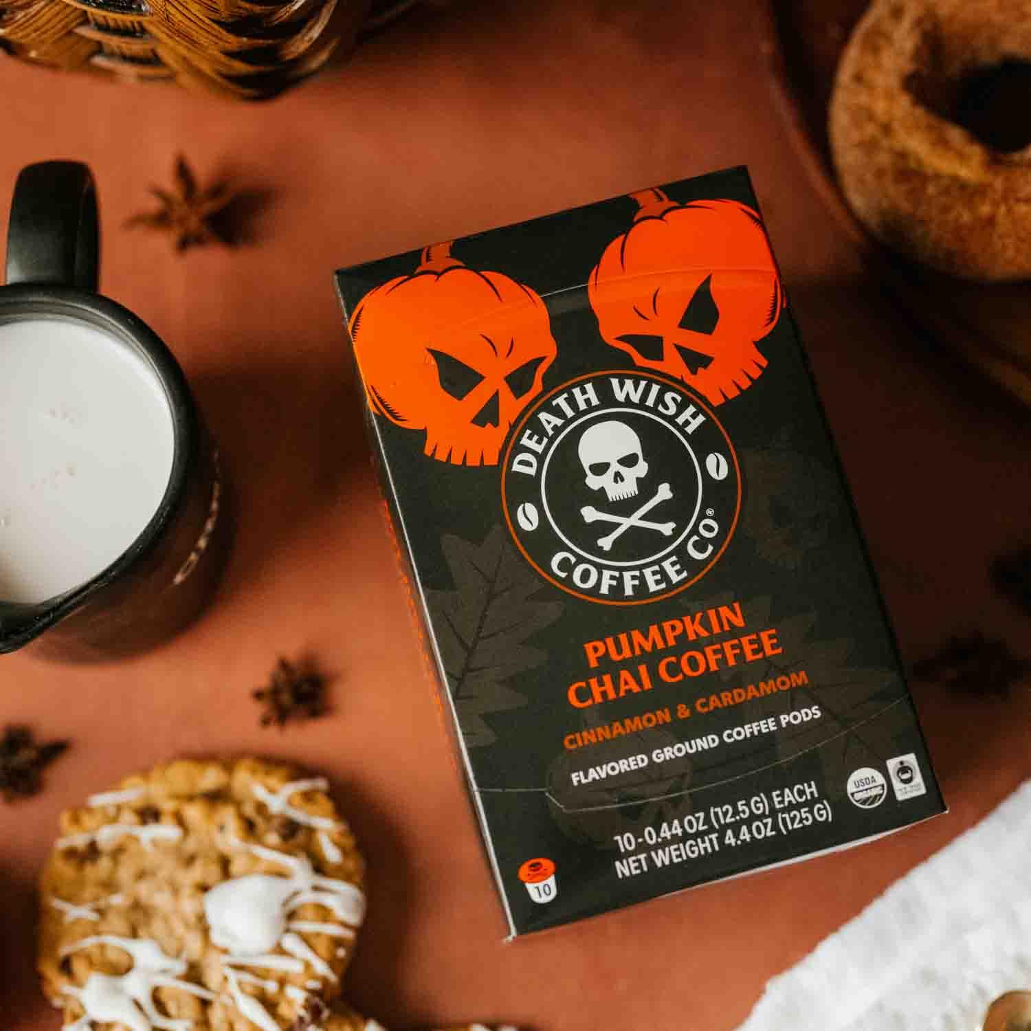 Death Wish Coffee Dark Roast Single Serve Coffee Pods, Organic, 50 Count | Fair Trade Arabica & Robusta, Baker's Chocolate & Cherry Notes, Low Acidity, Heavy Smooth Body, Bold & Intense