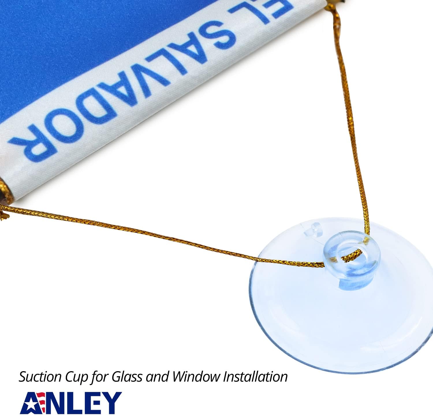 Anley 4 X 6 Inch Nicaragua Fringy Window Hanging Flag - Mini Banner & Car Rearview Mirror Décor - Fringed Nicaraguan Hanging Flag with Suction Cup