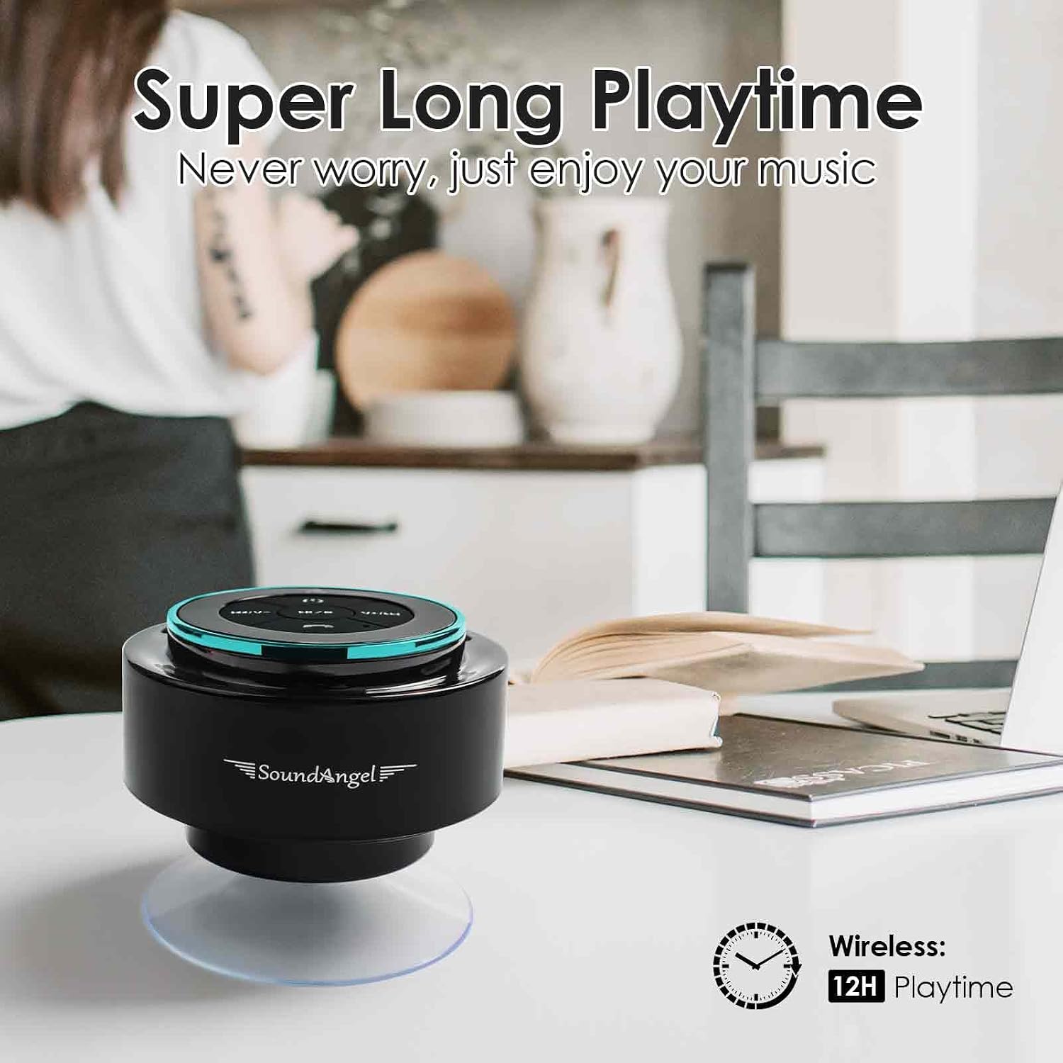 XLEADER, Upgraded, Pro Shower Speaker, Certified IPX7 Waterproof Bluetooth Speaker, with Suction Cup, Silicone Lanyard, 8W Crystal Sound&Rich Bass
