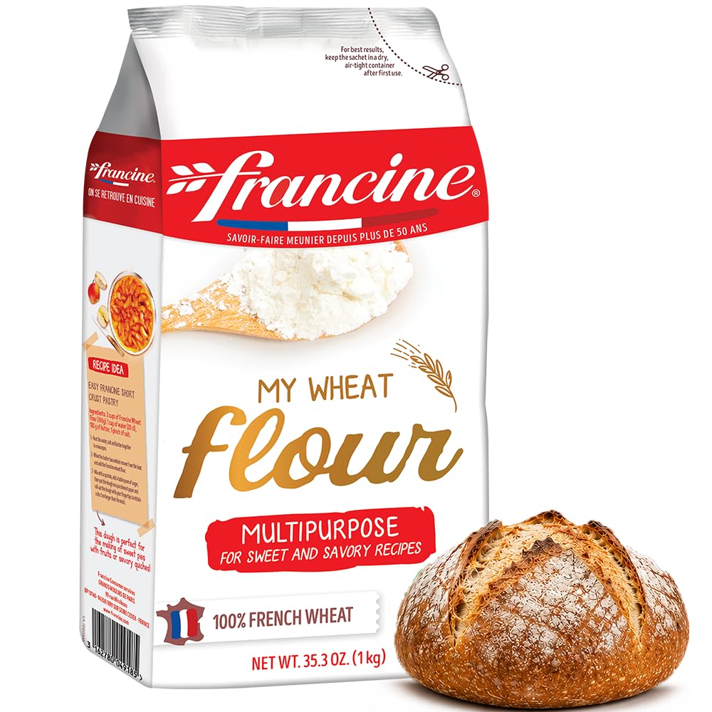 Francine T65 All-Purpose French Flour, Unbleached, 10% Protein, 2.2lb (2-Pack)