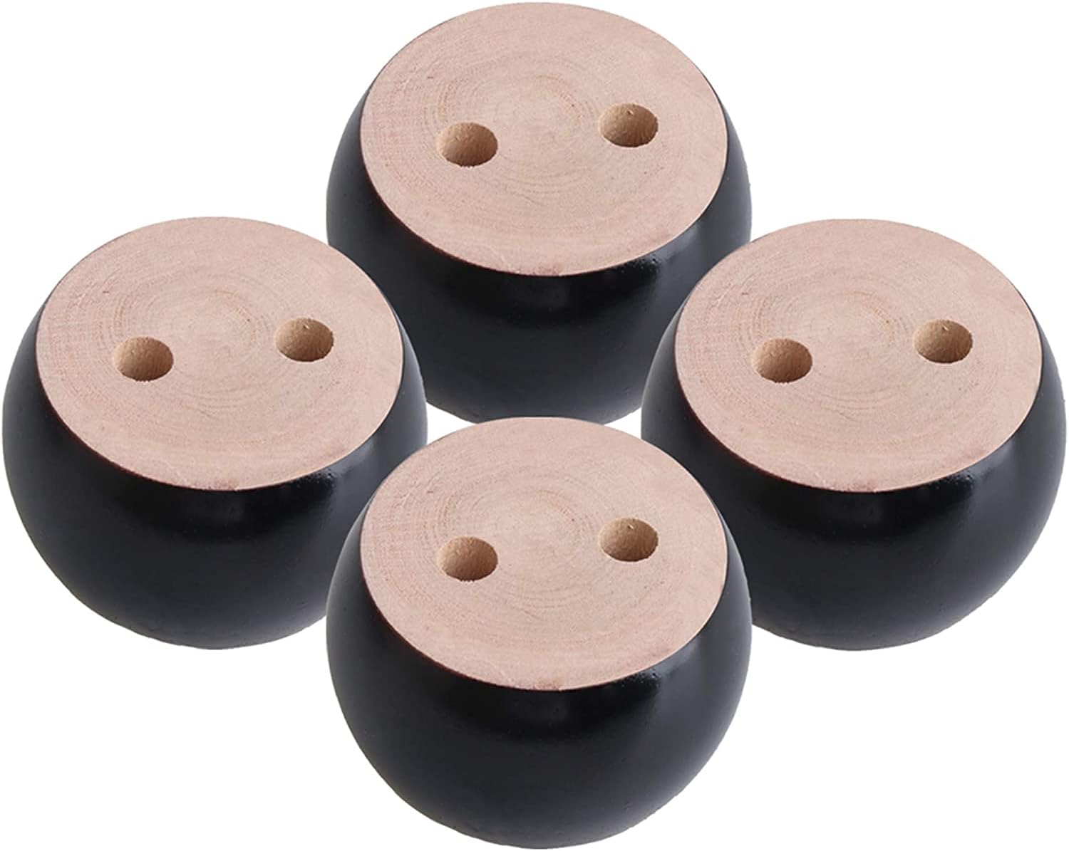 Pack of 4 Walnut Furniture Legs Round Bun Feet 2" Tall Wood Sofa Legs Replacement Legs for Cabinet Couch Chair Dresser