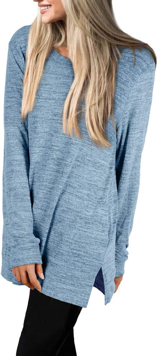 XIEERDUO Womens Casual Sweatshirts Long Sleeve Shirts Oversized With Pocket Tunic Tops S-3XL