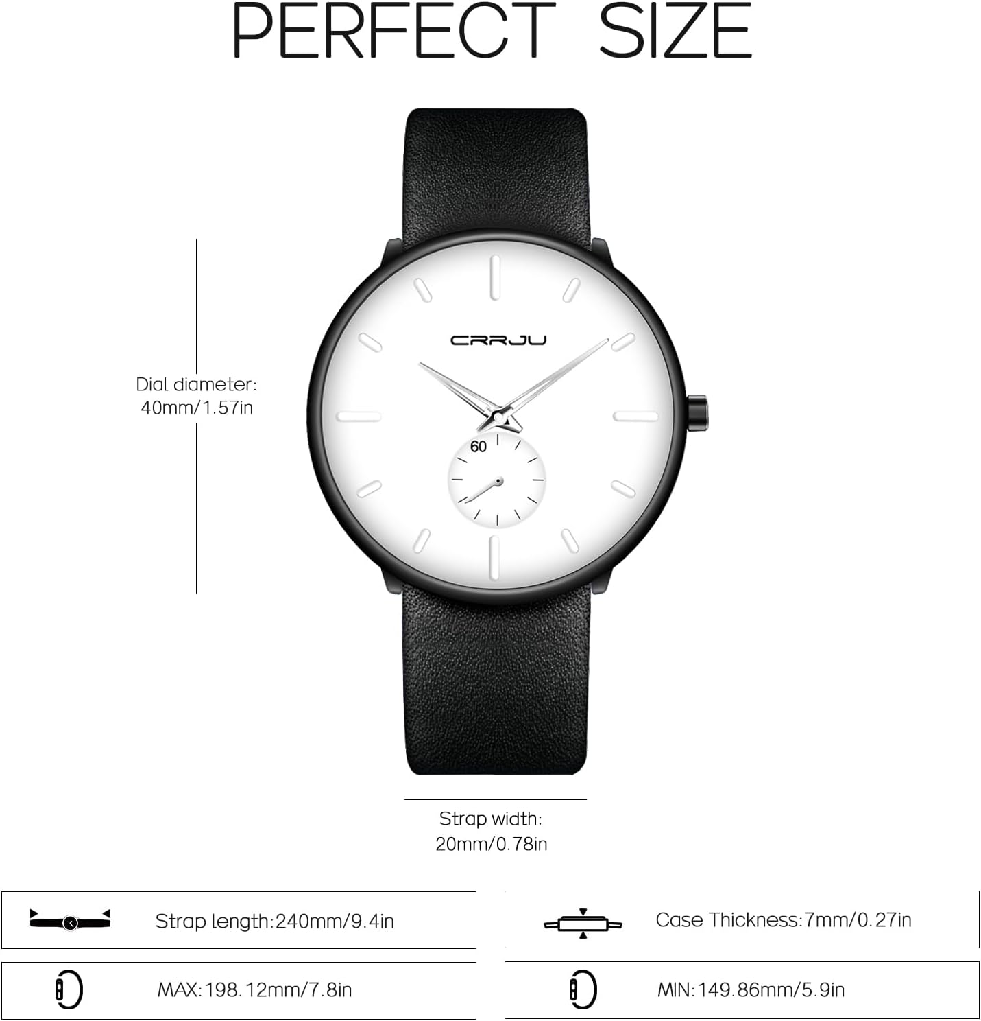 Mens Watches Ultra-Thin Minimalist Waterproof-Fashion Wrist Watch for Men Unisex Dress with Leather Band