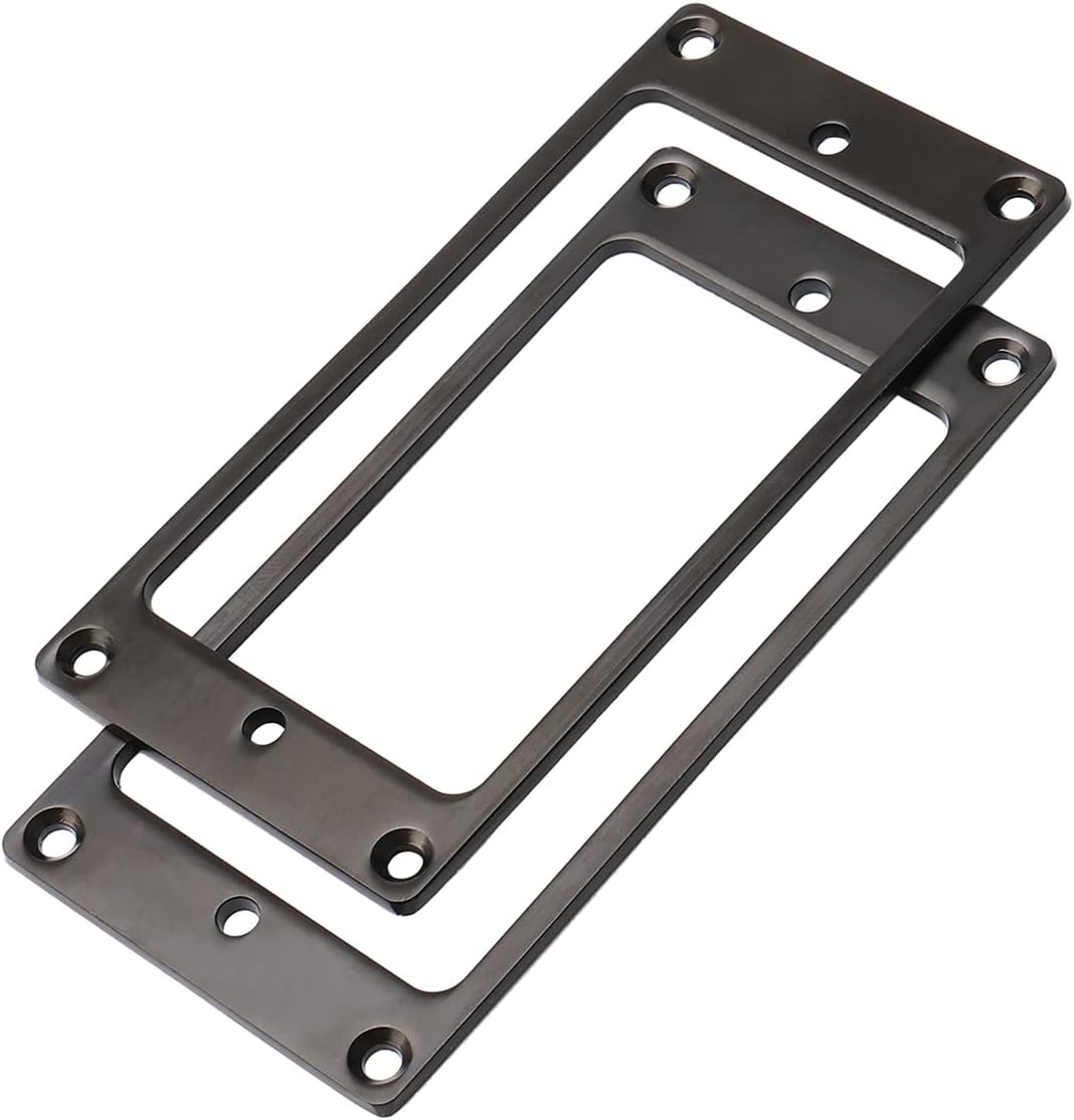 Metallic 2-Pack Humbucker Pickup Rings | Flat Mounting Frame for Electric Guitar, Chromium-plated Iron, Chrome Bridge Neck Pickup Covers Replacement Part