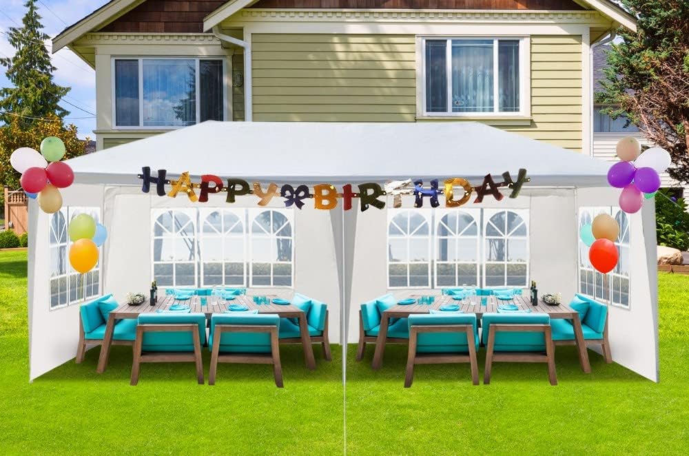 10' x 20' Outdoor Gazebo Canopy Waterproof Party Tent Wedding Canopy with Removable Sidewalls & Brighter Church Windows