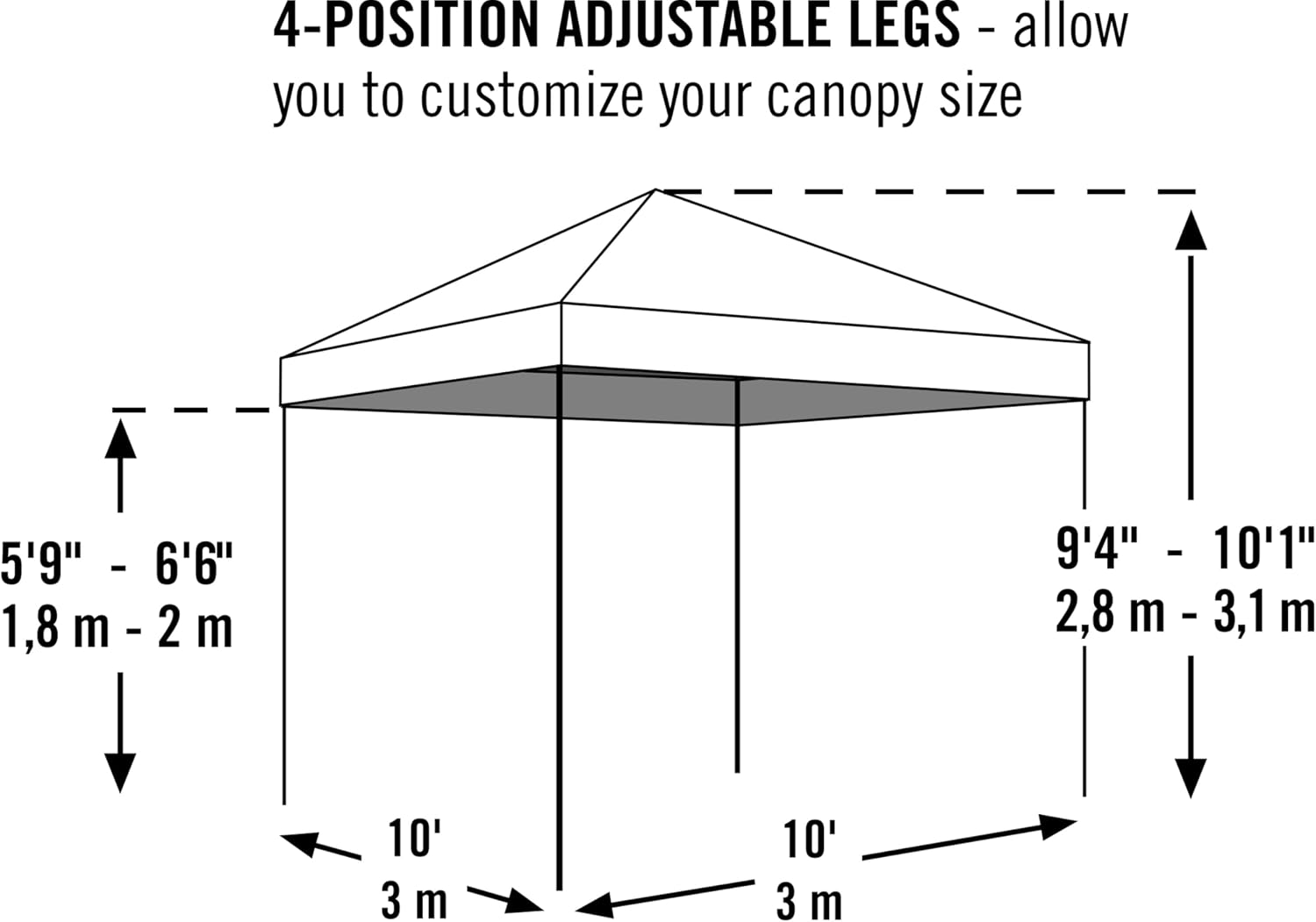 ShelterLogic Straight Leg Pop-Up Canopy with Roller Bag, 10 x 10 ft.