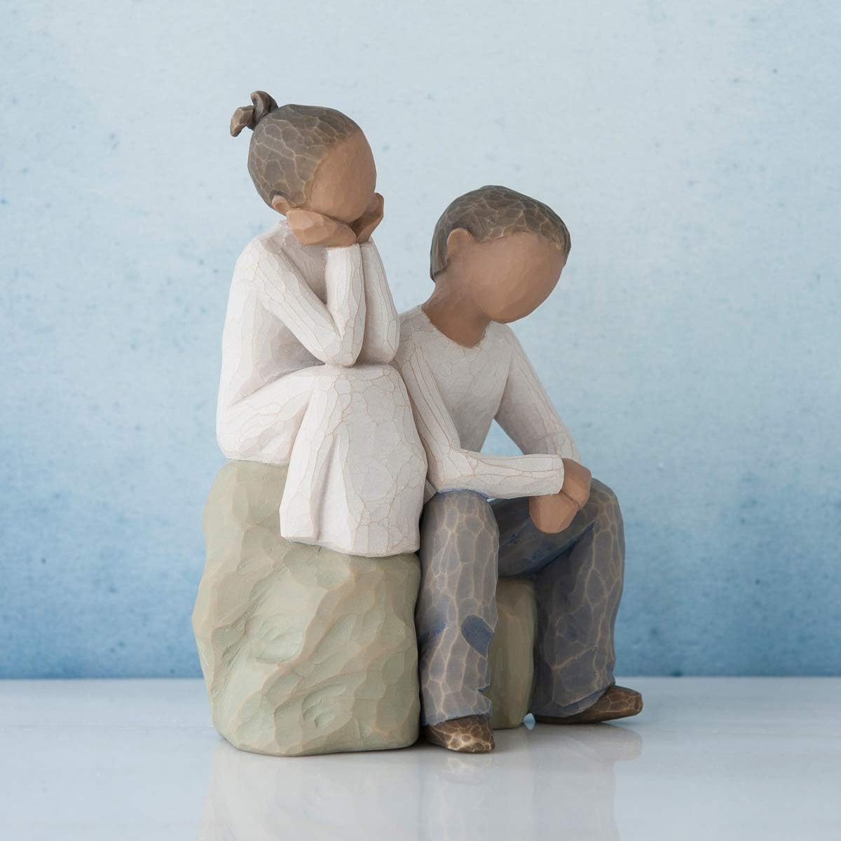 Willow Tree We are Three, Sculpted Hand-Painted Figure, Darker Skin | Cast from a Susan Lordi Original Carving, Celebrates Close Bonds, Meaningful Relationships, Thoughtful Keepsake Gift Idea