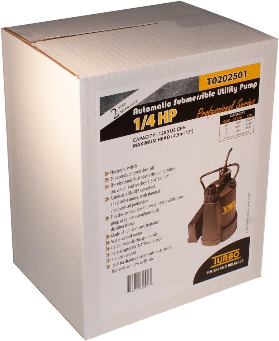 Turbo 1/4HP Submersible Utility Pump with Electronic Switch