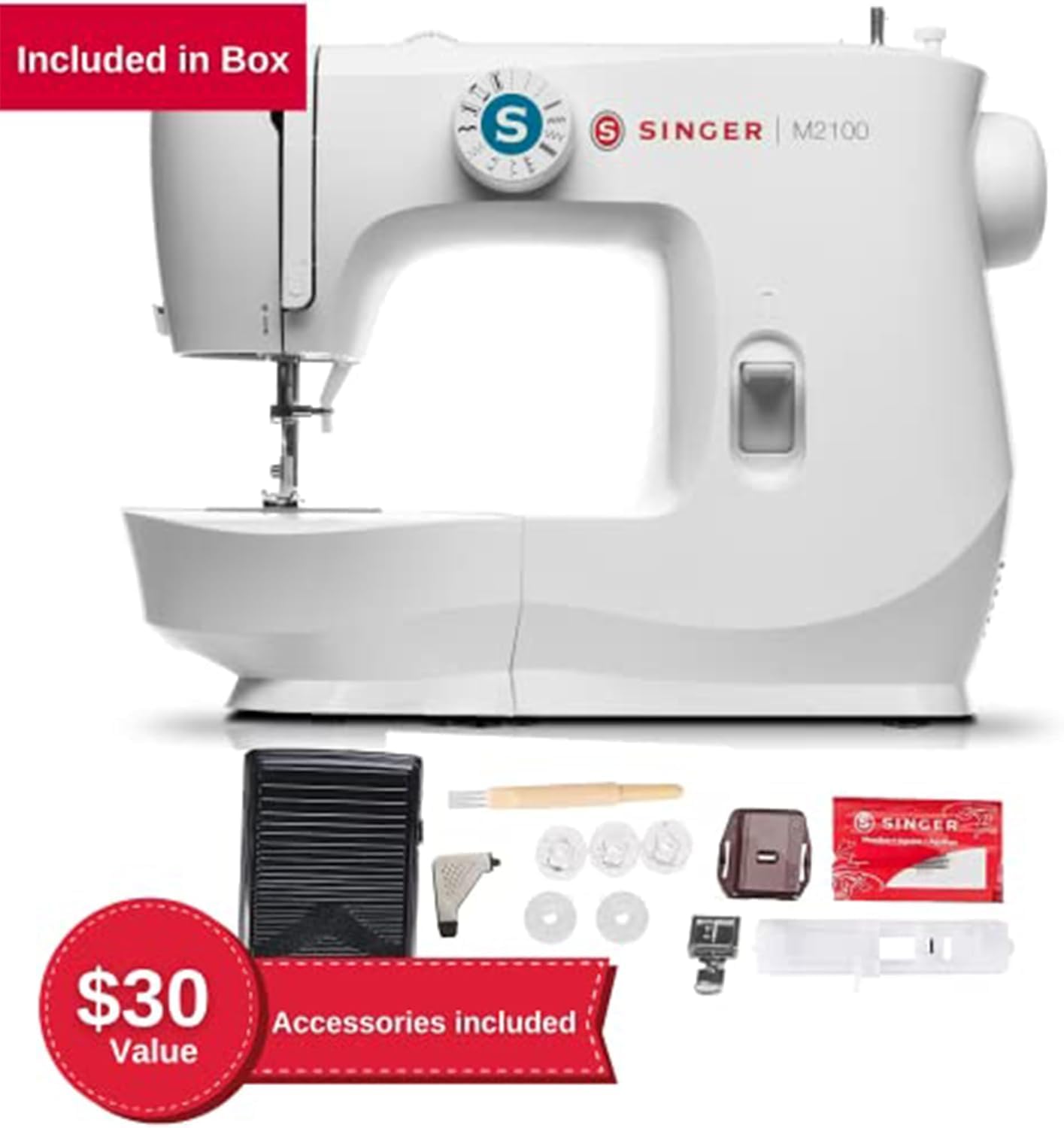 SINGER® M2100 Lightweight Compact Sewing Machine with Accessory Kit