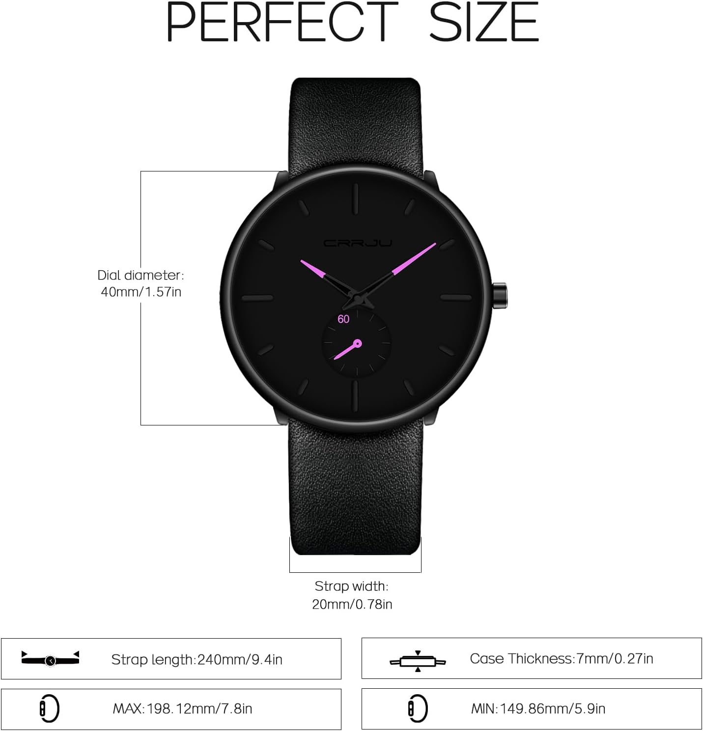 Mens Watches Ultra-Thin Minimalist Waterproof-Fashion Wrist Watch for Men Unisex Dress with Leather Band