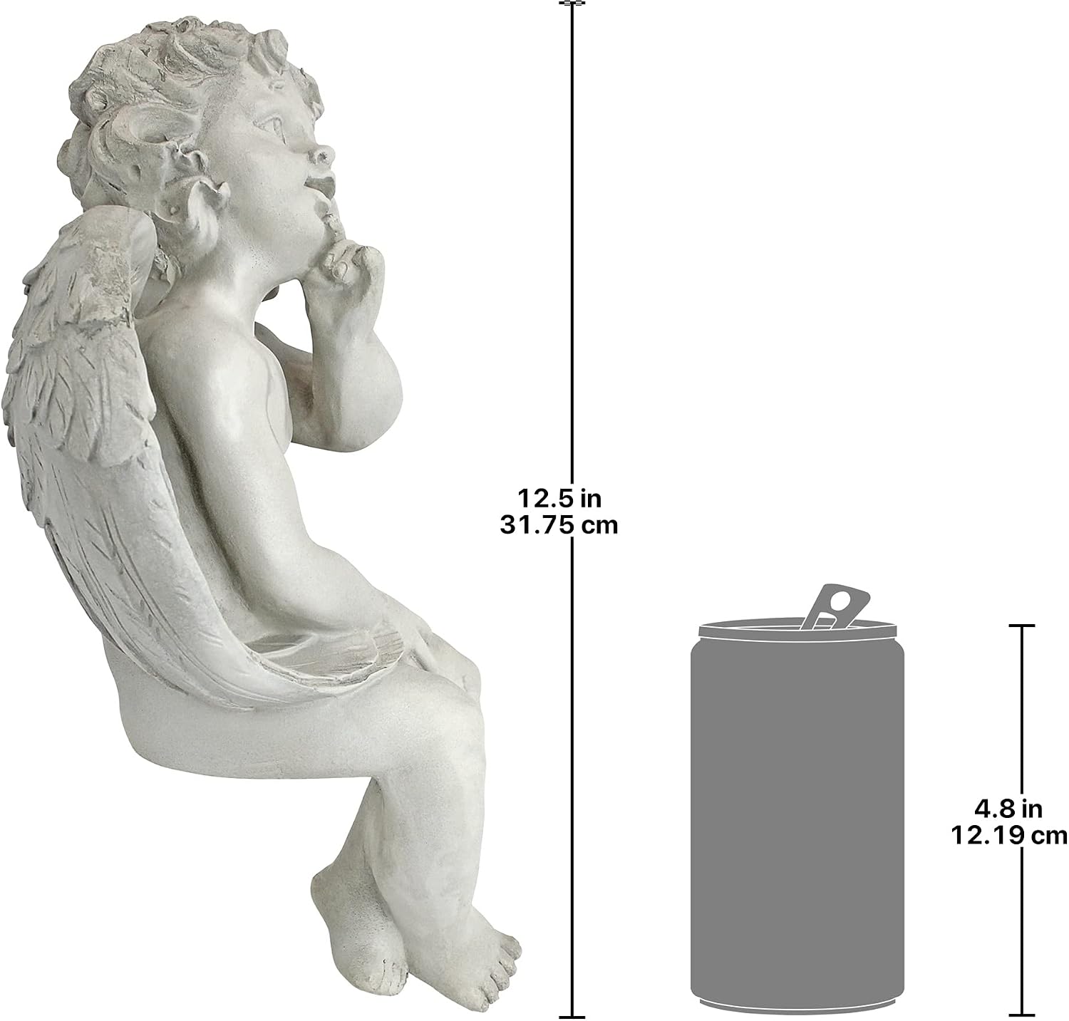 Design Toscano JE101261 Angel of Meditation Shelf Sitting Statue, 13 Inch, Polyresin, Antique Stone