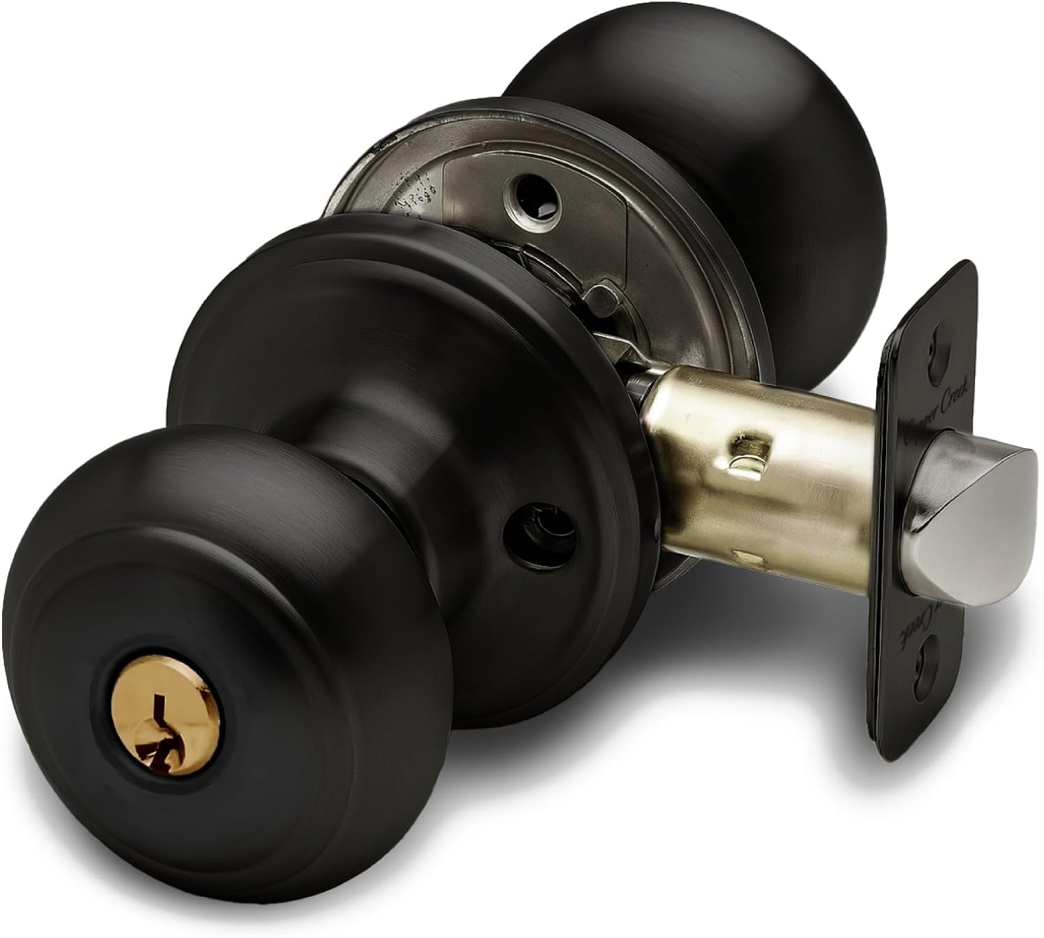 Copper Creek Colonial Privacy Interior Door Knob – ANSI Grade-3 Certified, Modern Heavy Duty Handle, Easy Install and Reversible for Bedroom, Bathroom and Closets – Satin Stainless (1 Pack)
