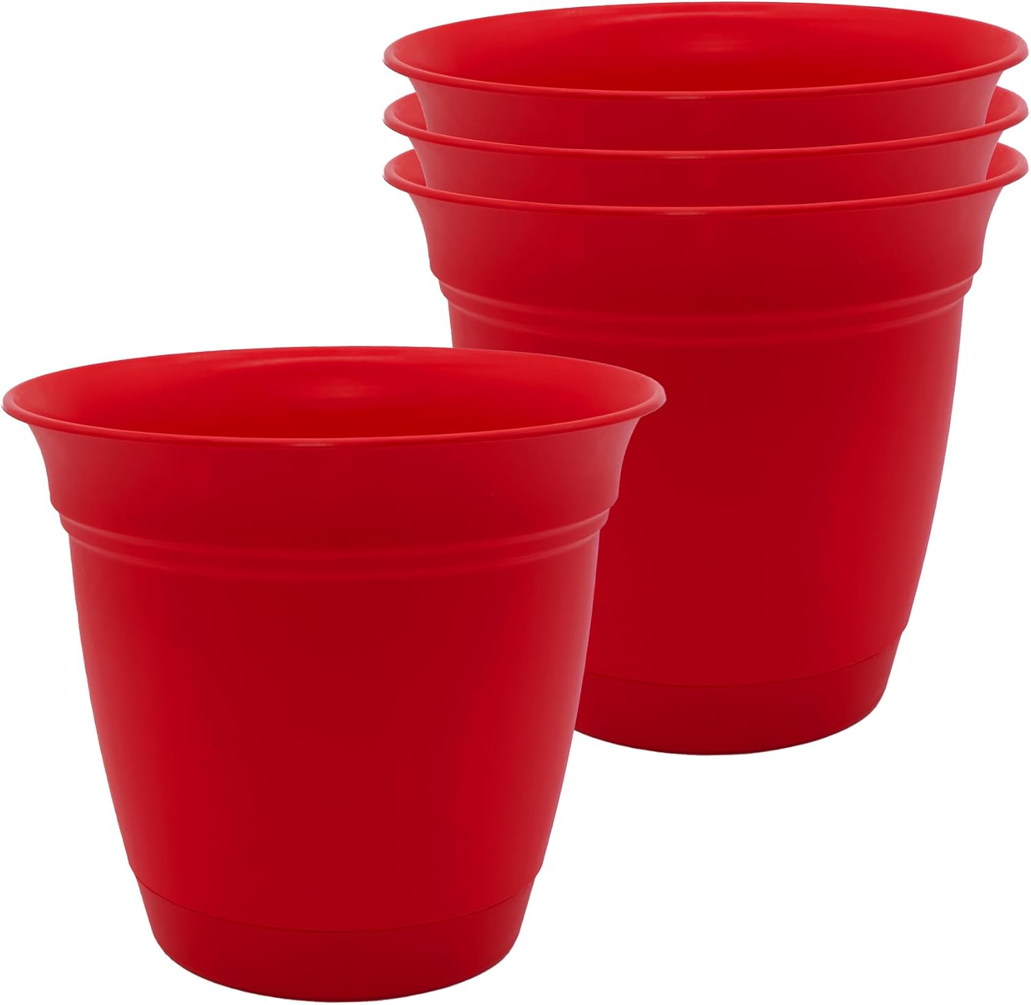 The HC Companies Eclipse Round Planter with Saucer - Outdoor & Indoor Plant Pot with Drainage Holes - Lightweight