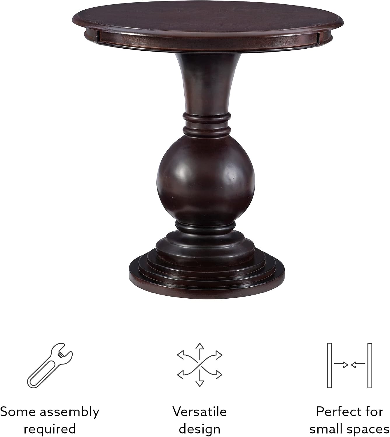 Powell 809-350 Espresso Round Accent Table 26"L x 26"W x 26"H