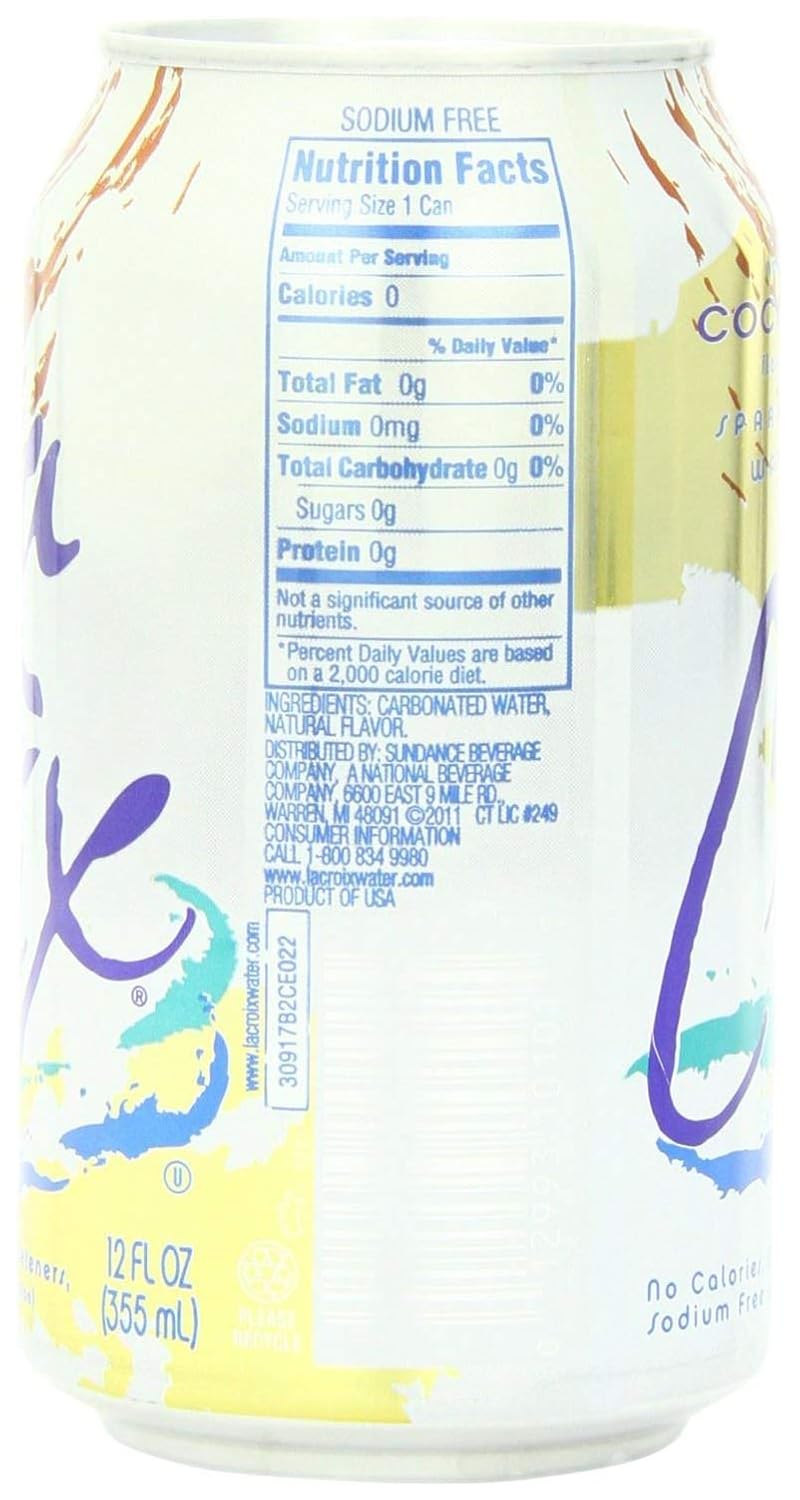 La Croix, Water Sparkling Coconut, 12 Fl Oz, 8 Count