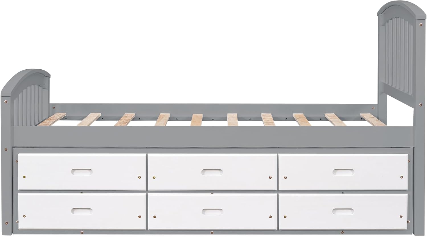 Merax Twin Size Platform Storage Bed Solid Wood Bed with 6 Drawers