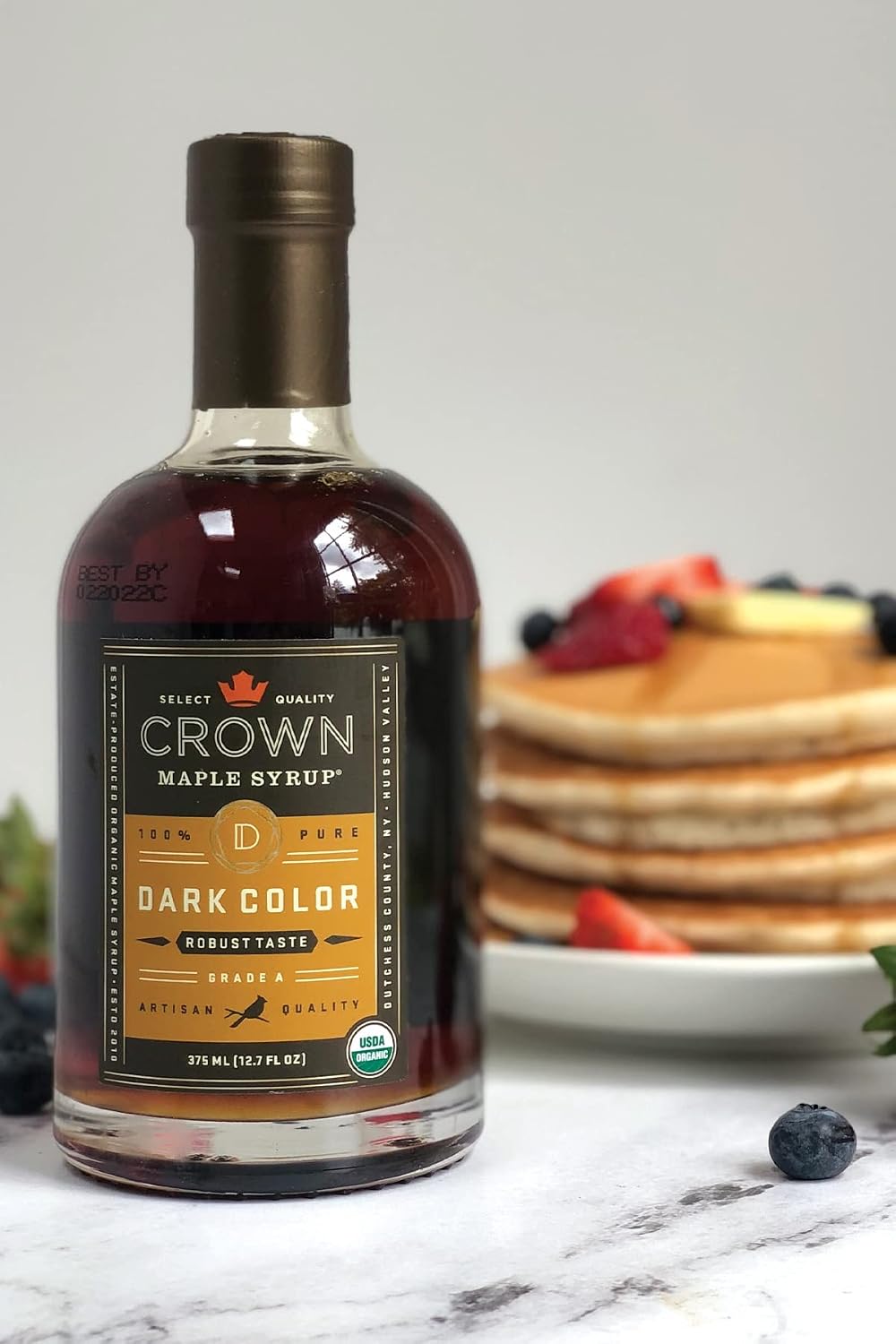 Crown Maple Organic 100% Pure Amber Color Rich Taste Maple Syrup, Flavor Marinades, Cocktails, Pancakes, Squash & Bacon, 12.7 Fl Oz