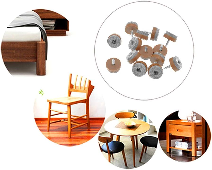 40pcs Screw-on Furniture Felt Pad Chair Glide Slider Hardwood Floor Protector for Wooden Leg Feet of Chair Table Furniture(Φ20mm or 0.8";Brown)