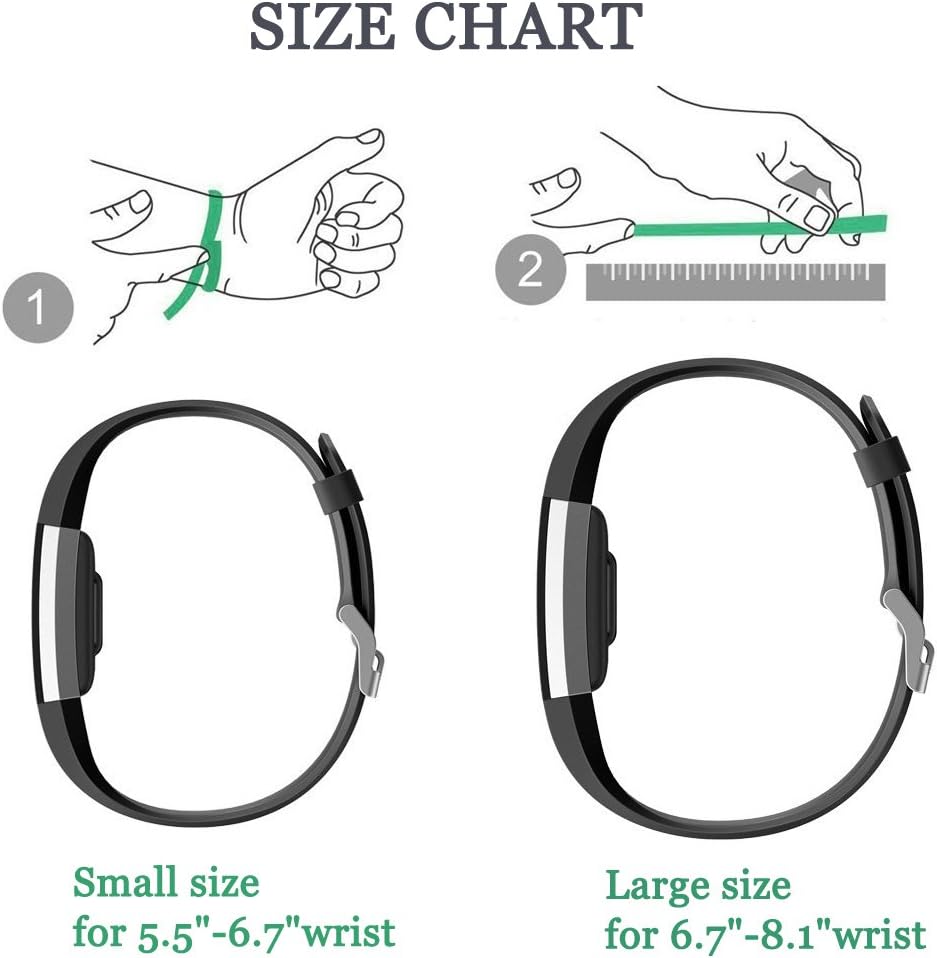 Tobfit Sport Bands Compatible with Fitbit Charge 2, 4 Pack, Replacement Wristbands for Women Men, Small/Large