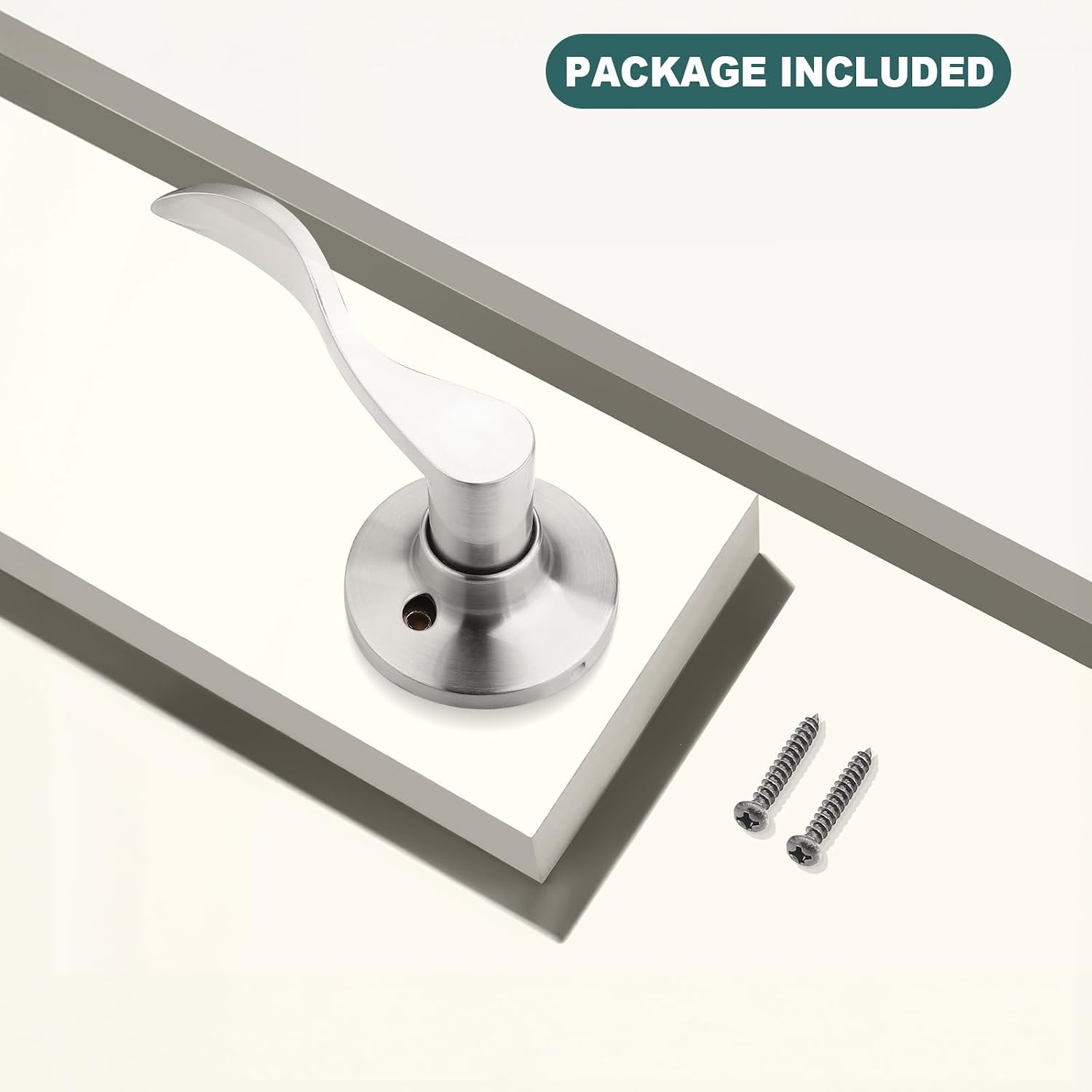 GOBEKOR 1 Pack Privacy Door Levers Brushed Nickel Lever Door Handles Interior for Bedroom and Bathroom Door Locks Wave Door Handles