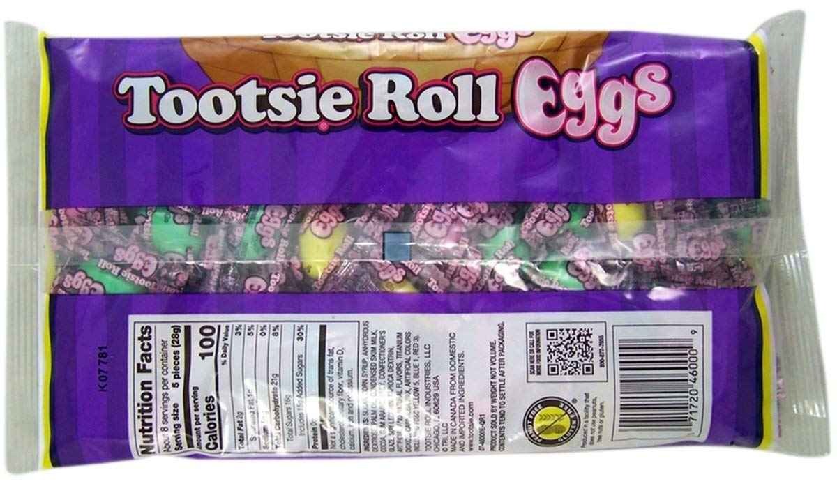 Individually Wrapped Tootsie Roll Candy Eggs, Easter Basket Stuffers, 7.5 Ounce (Single)