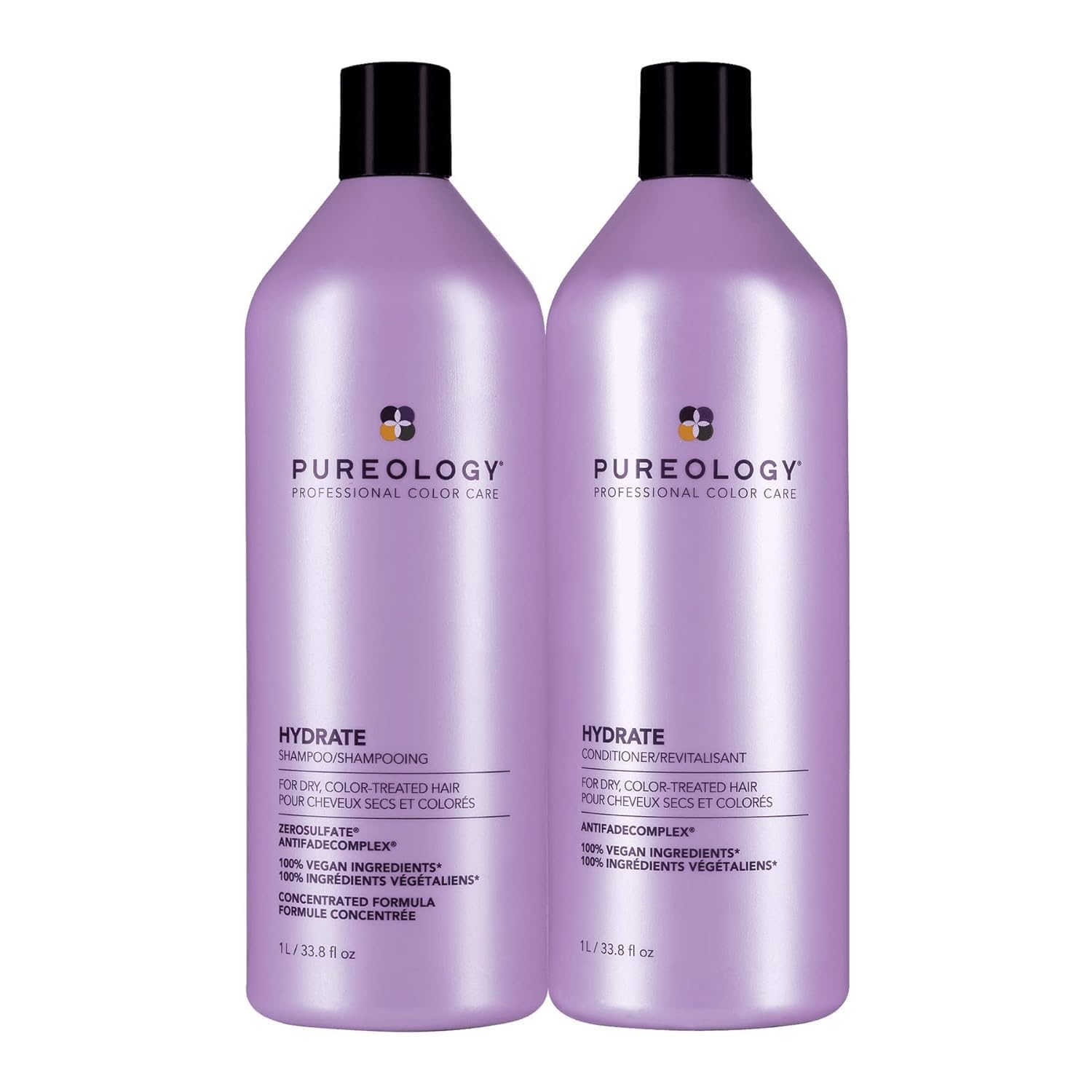 Pureology Hydrate Moisturizing Shampoo & Conditioner Set - For Medium to Thick Dry and Color Treated Hair, Softens and Deeply Hydrates, Sulfate-Free