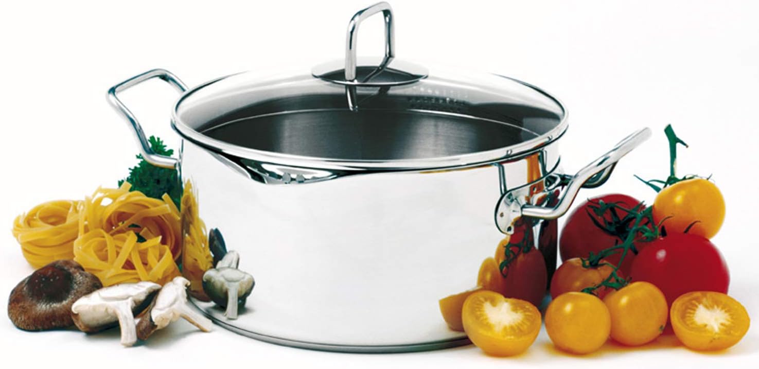 Norpro KRONA 5 Quart Vented Pot with Straining Lid, Stainless Steel,645,Silver
