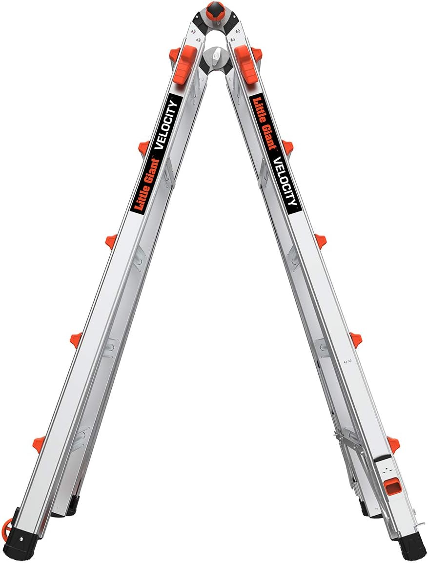 Little Giant Velocity, Aluminum Ladder, 14 ft Reach, 15413-001 | Telescoping Multi-Position Ladder with Extension, A-Frame, 90-Degree & Trestle Modes, 300 lbs. Rating