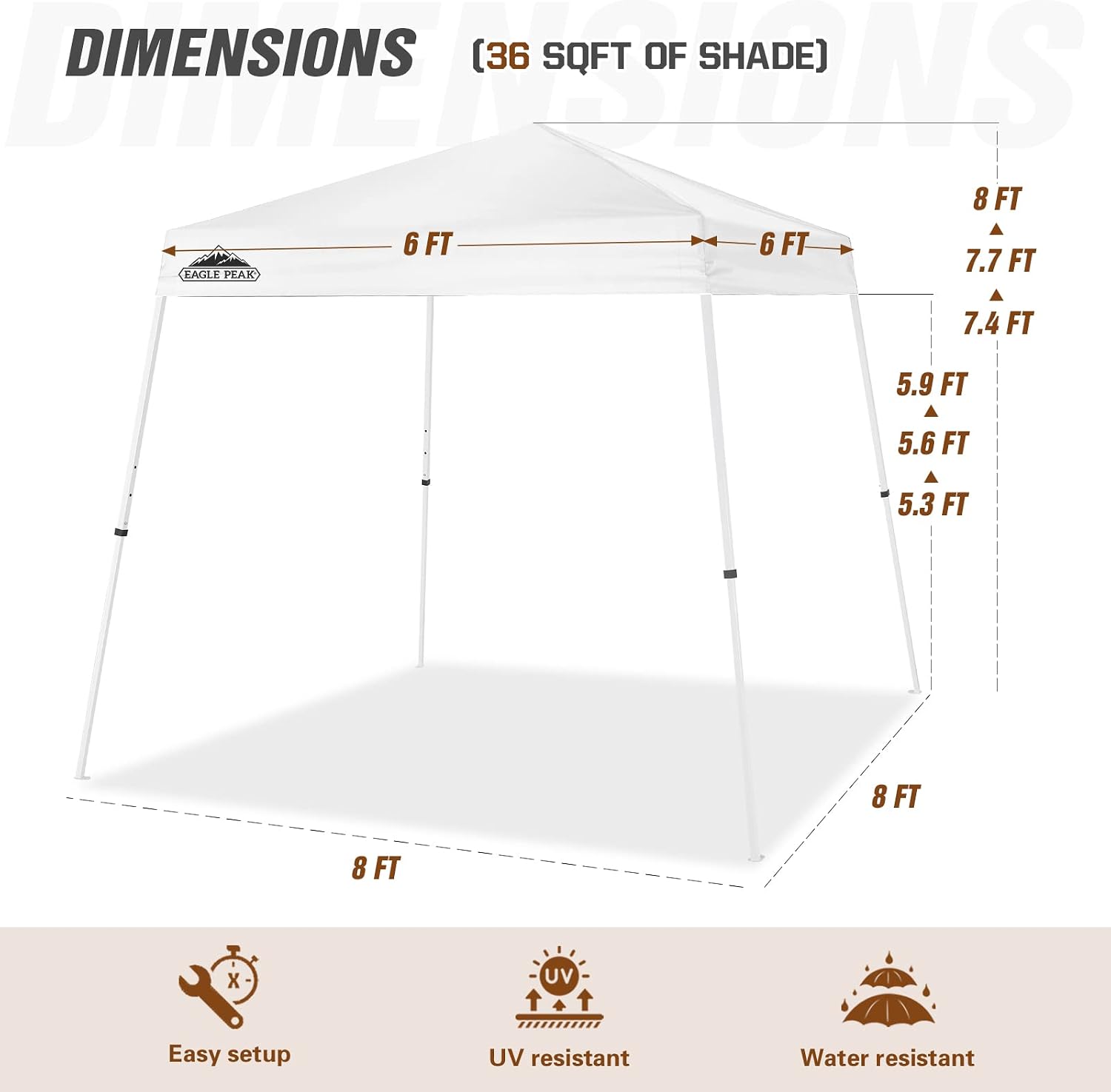 EAGLE PEAK 10x10 Slant Leg Pop Up Canopy Tent, Blue