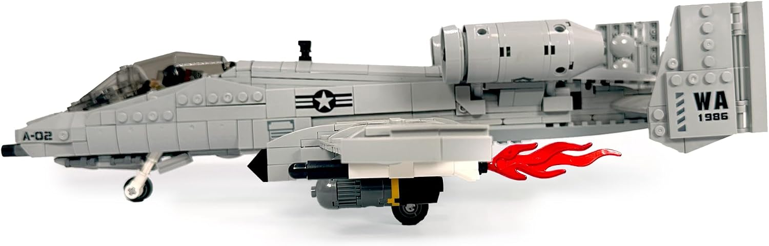General Jim's A-10 Thunderbolt II Warthog Fighter Jet Building Blocks Set 931 Pieces Cold War Attack Aircraft Model Plane with Opening Cockpit