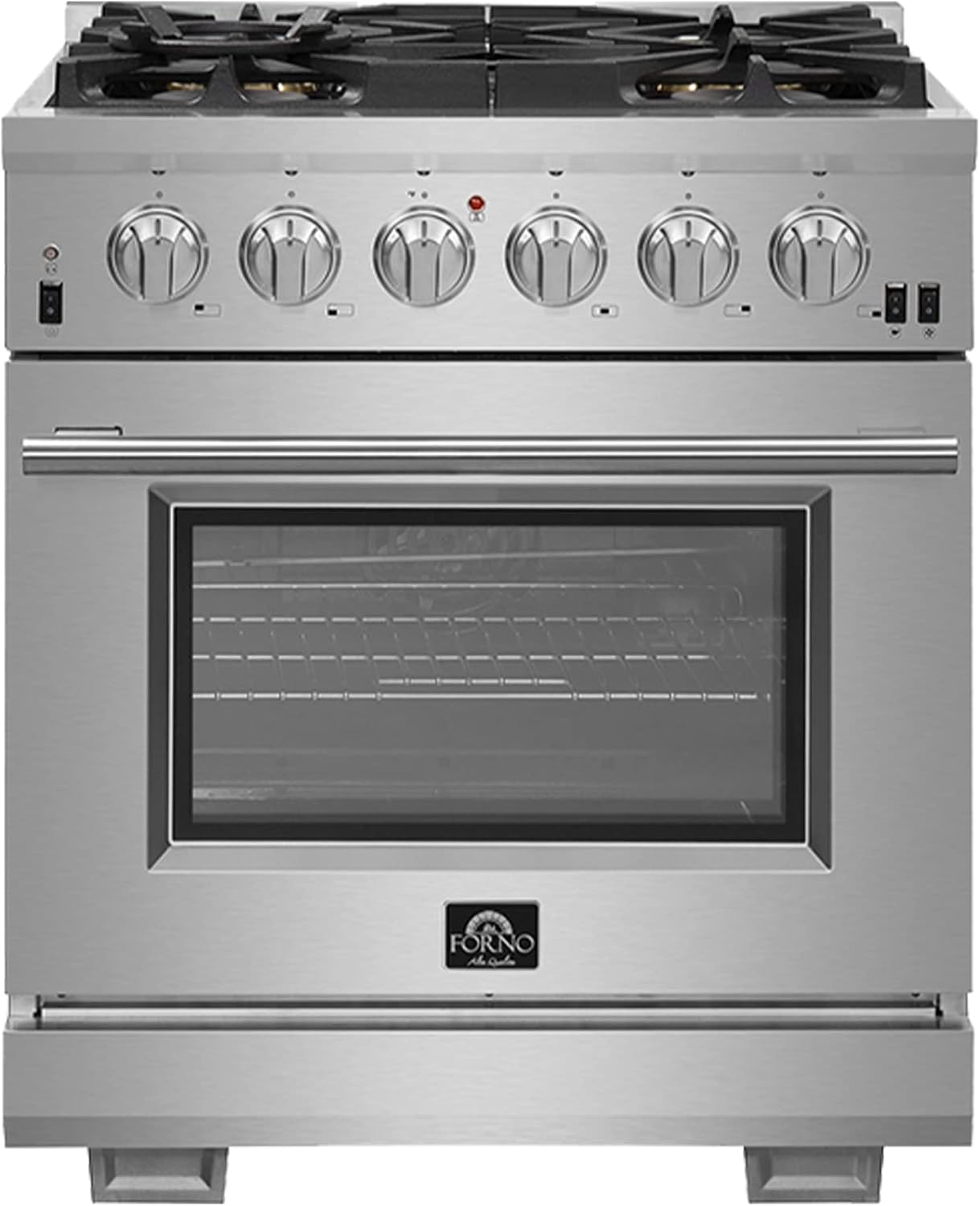 FORNO Capriasca Full Gas 30" Inch. Freestanding Range with 5 Sealed Burners Cooktop - 4.32 Cu.Ft. Gas Convection Oven Capacity