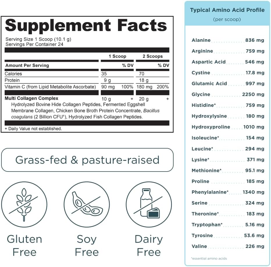 Ancient Nutrition Multi Collagen Protein Powder, 5 Types of Food Sourced Collagen, Providing Types I, II, III, V, and X, 16.2 Ounce