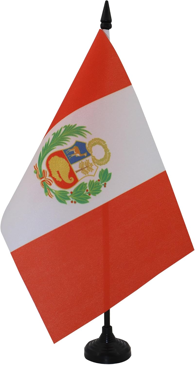 AZ FLAG Nicaragua Table Flag 4x6 in 100D Polyester Plastic Base | Indoor use Nicaraguan 15x10 cm desk flag stitched finish with reinforced edges with plastic pole