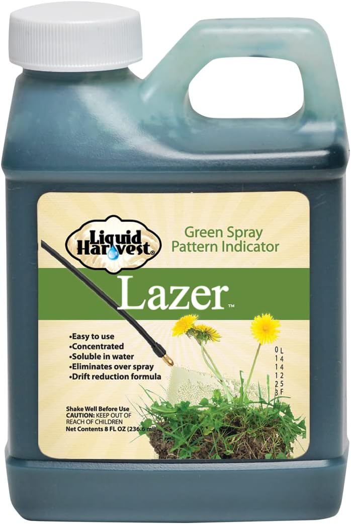 Liquid Harvest Lazer Green Concentrated Spray Pattern Indicator - 1 Quart (32 Ounces) - Perfect Weed Dye, Fertilizer Marking Dye, Turf and Herbicide Marker